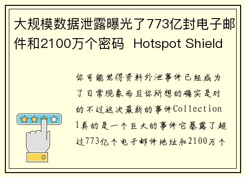 大规模数据泄露曝光了773亿封电子邮件和2100万个密码  Hotspot Shield VPN