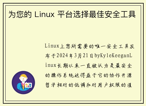 为您的 Linux 平台选择最佳安全工具 